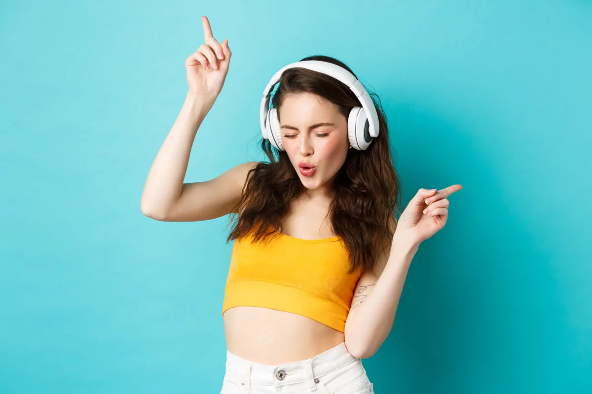 earphones-standing-against-blue-background